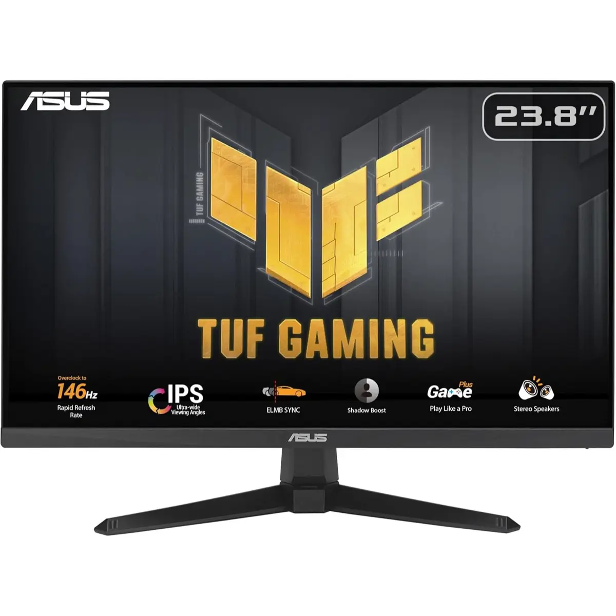 Asus Tuf Gaming VG249QE5A Gaming Monitor: 23.8-inch, Full HD (1920x1080), Overclock to 146Hz (Above 144Hz), IPS, ELMB Sync, 1ms MPRT, Stereo Speaker, Variable Overdrive - Black