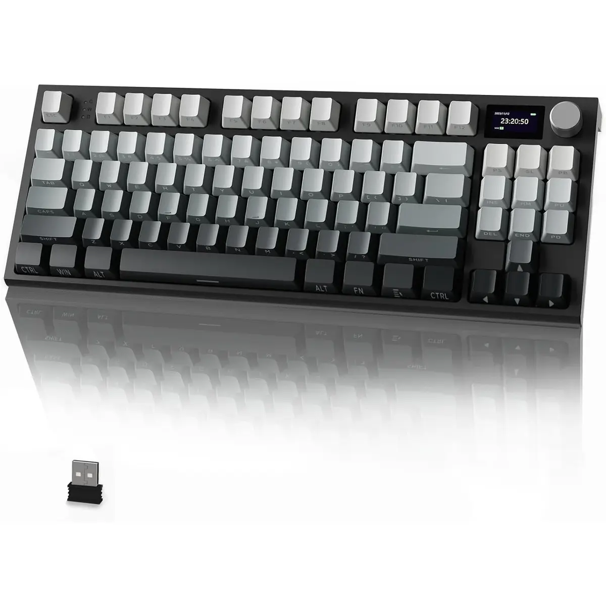 Attack Shark K86 Wireless Mechanical Keyboard with 1.2" TFT Color Display & CNC Knob, Hot Swappable RGB Backlit, 2.4GHz/BT/Wired Modes, Customizable Blue Whale Switch, PBT Keycaps for WIN/MAC (Moonlight)