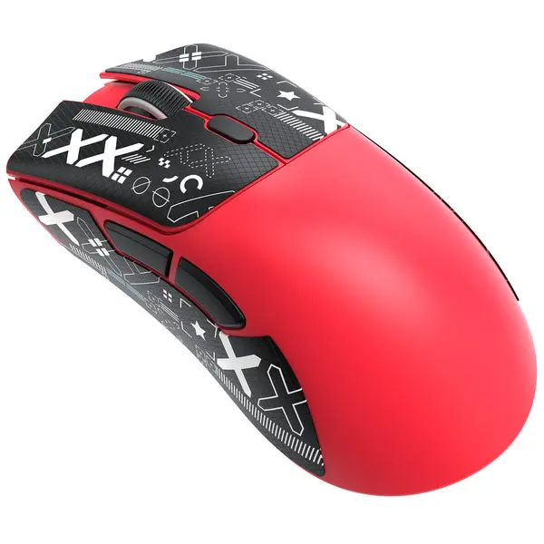 Attack Shark R1 Wireless Gaming Mouse, Tri-Mode Connection (2.4G/Wired/BT5.2), 55g Lightweight, 18K DPI Optical Sensor, HUYU 20 Million Key Life, Ergonomic Design, for PC/Laptop/Win/Mac - Red