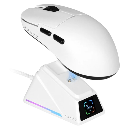Attack Shark x Ajazz AJ159 Apex Wireless 8K Gaming Mouse with Display Charging Dock - White