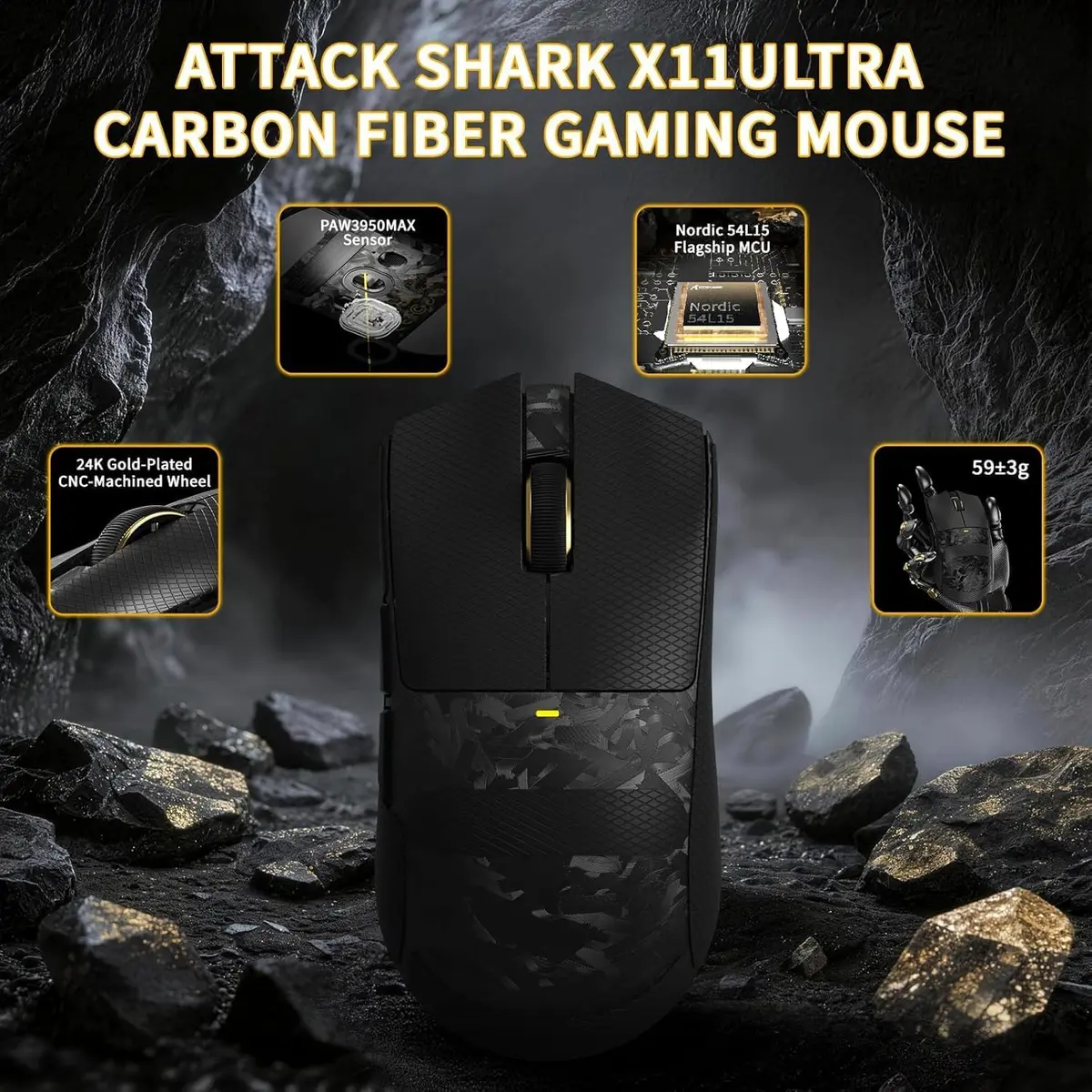 Attack Shark X11 Ultra (Black) | Wireless Gaming Mouse | Price in