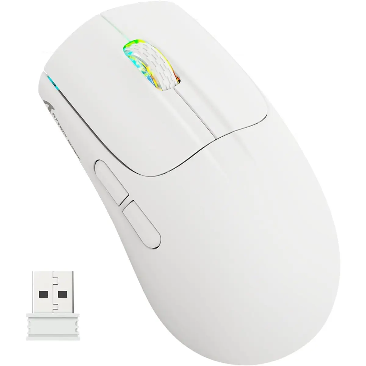 Attack Shark X5 Wireless Gaming Mouse with Tri-Modes BT 5.1/2.4Ghz/USB-C, Lightweight 49g, PAW3212 Optical Sensor, Rechargeable Battery, RGB LED Honeycomb Mice for PC/Tablet/Desktop/Office/Games - White