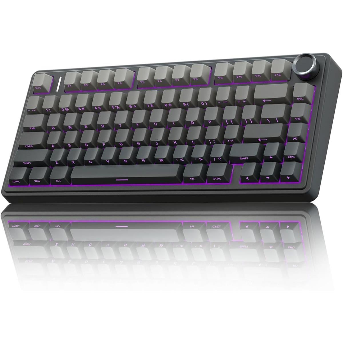 Aula F75 Pro Wireless Mechanical Keyboard, 75% Gasket Hot Swappable Custom Keyboard, RGB Backlit Side Printed PBT Keycaps, 2.4GHz/USB-C/BT5.0 Mechanical Gaming Keyboard (Gradient Gray)