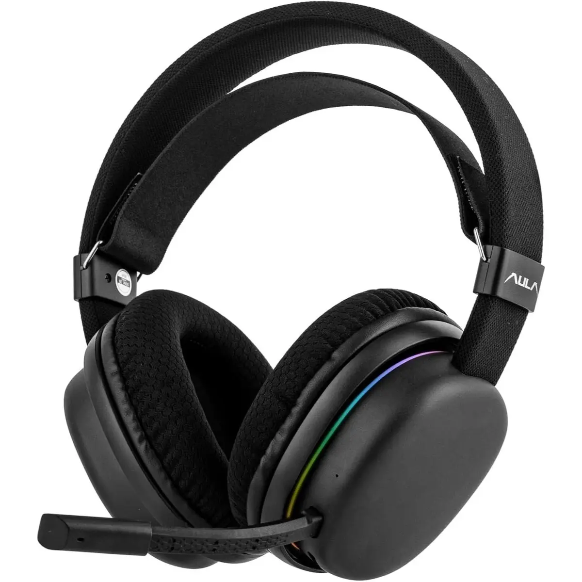 Aula G7 Wireless Gaming Headset for PS4/PS5/PC/Switch, Over-Ear Headphones with Detachable Noise Canceling Mic, RGB, Surround Sound, 60H Battery, 2.4GHz/BT/Wired (Black)
