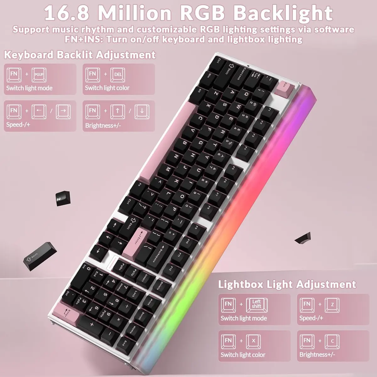 Aula Hero 99 Wired Gaming Keyboard, Hall Effect Keyboard with Rapid Trigger Mode, Hot Swappable Magnetic Switch Keyboard with Number Pad, Web Driver,RGB Backlit Mechanical Keyboard for Office PC Gamer (Black Pink)