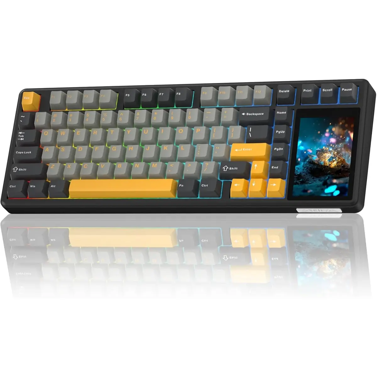 Aula L99 Wireless Mechanical Gaming Creamy Keyboard with Smart Touch Screen Tri-Mode Hot Swappable Custom Keyboard, RGB Backlit, PBT Keycap, Gasket Mount Creamy Sounding Keyboards for Office PC, 84 Keys (Black Storm)