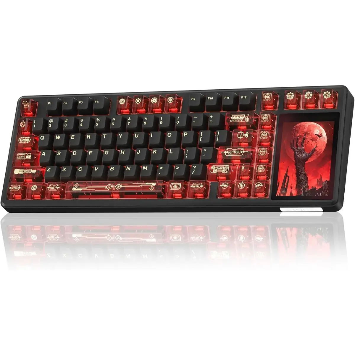 Aula L99 Wireless Mechanical Gaming Creamy Keyboard with Smart Touch Screen Tri-Mode Hot Swappable Custom Keyboard, RGB Backlit, PBT Keycap, Gasket Mount Creamy Sounding Keyboards for Office PC, 84 Keys (Crimson Shadow)