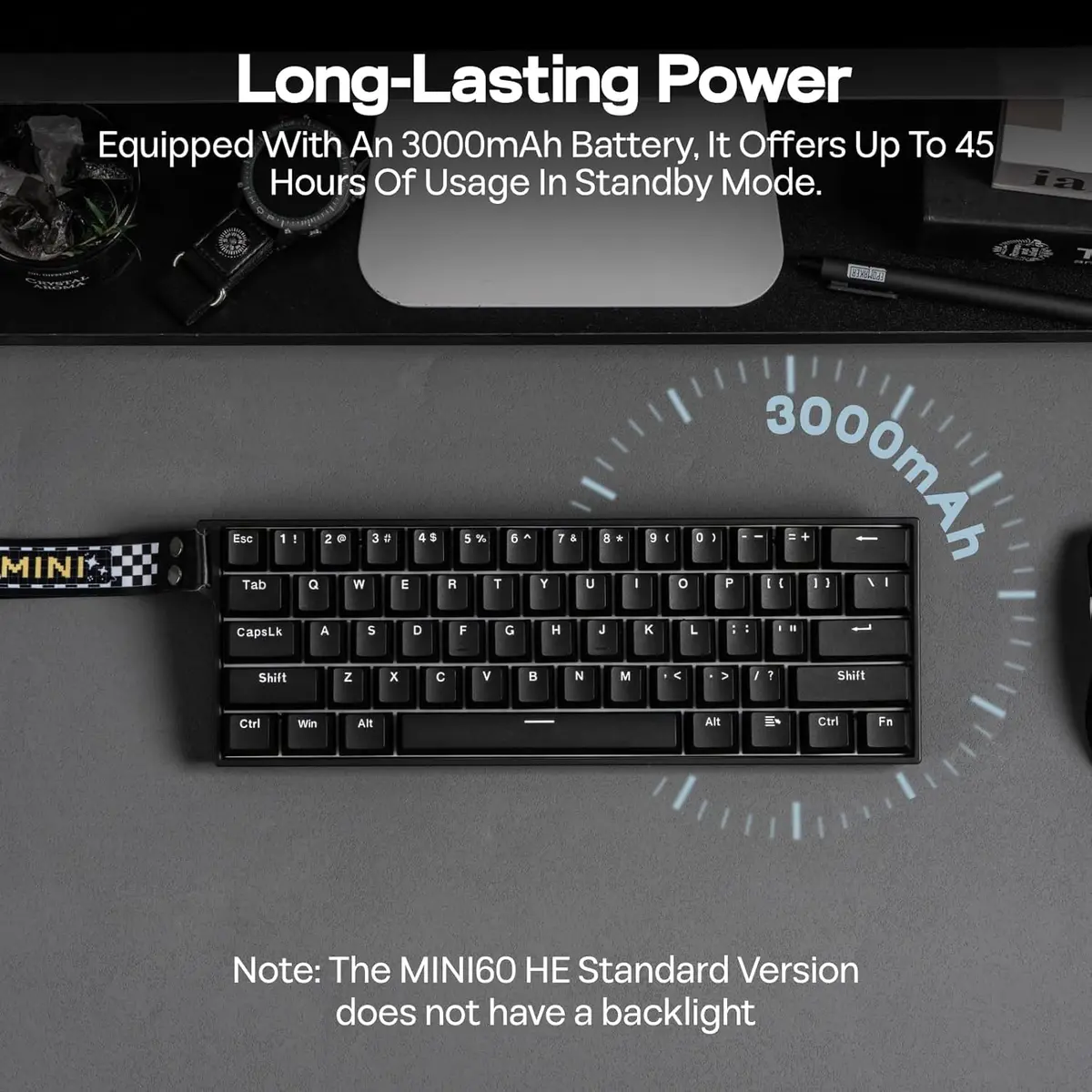Aula WIN60 Series MINI60 HE Wireless Hall Effect Gaming Keyboard, 2.4GHz/BT, 8K Hz Polling, SOCD & DKS, Adjustable Actuation & Fast Trigger, PBT Keycap, 60% Wireless Mechanical Keyboard for Win/Mac (Black)