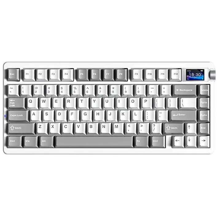 Aula Nova75 Mechanical Gaming Keyboard 8000mAh, Gasket Mounted with 75% Compact Layout, RGB Backlit, Custom Hot Swappable, Bluetooth Wireless/2.4GHz/USB-C Cream Keyboard Gaming for Win/Mac/iOS/Android (White&Grey)