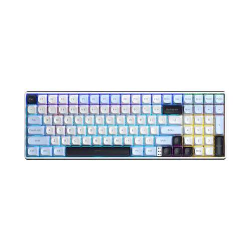 Aula S100 Pro Wireless Gaming Keyboard, BT5.0/2.4GHz/USB-C Hot Swappable Custom Mechanical Keyboard with Numpad, Creamy Thocky Sound, PORON Foam, Red/Brown Switch, 99 PBT Keycaps for PC/Tablet/PS/Xbox (Glacier Blue)