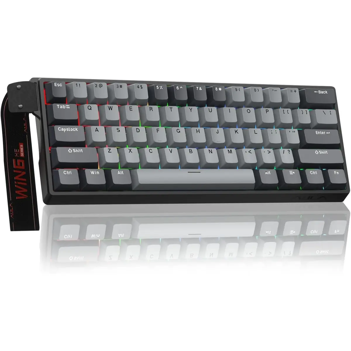 Aula WIN60 HE PRO 60% Mechanical Gaming Keyboard Wired, Magnetic Switch Hot Swappable, Adjustable Actuation Rapid Trigger Mode, 8000Hz Polling Rate, RGB Small Keyboard 60 Percent Compact Design for PC (Black Gray)