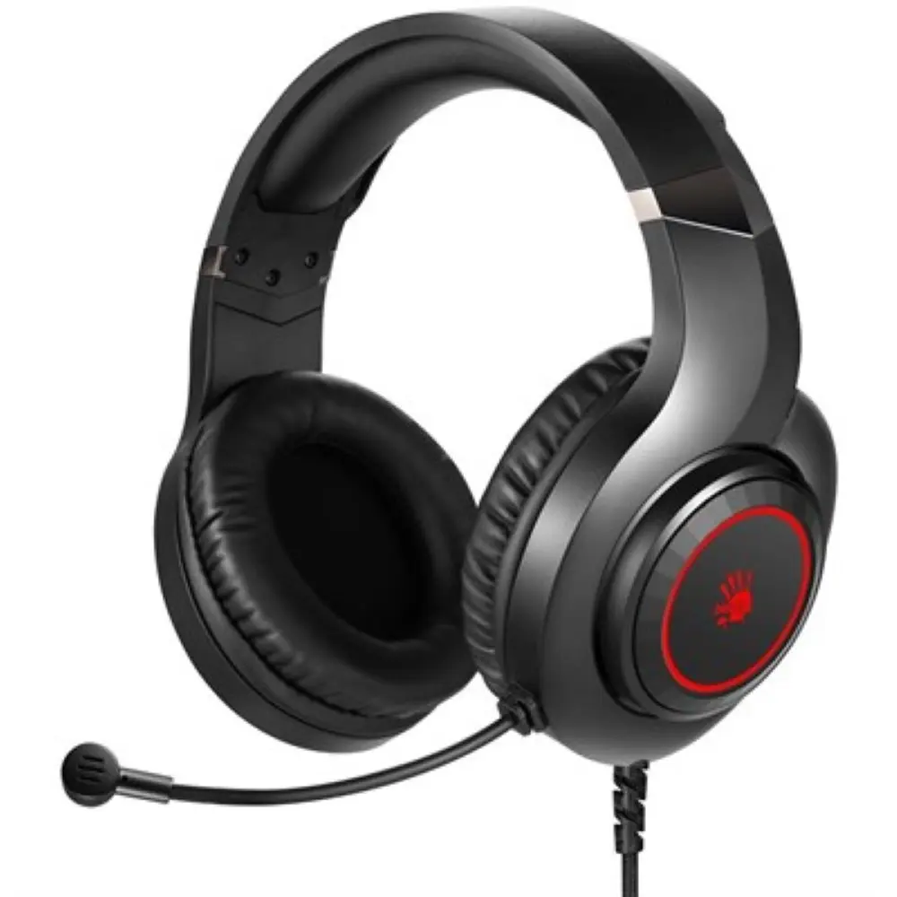 Bloody G220 Neon Gaming Headphone - Black, 3.5mm Audio + USB Lighting with PC Extension Adapter