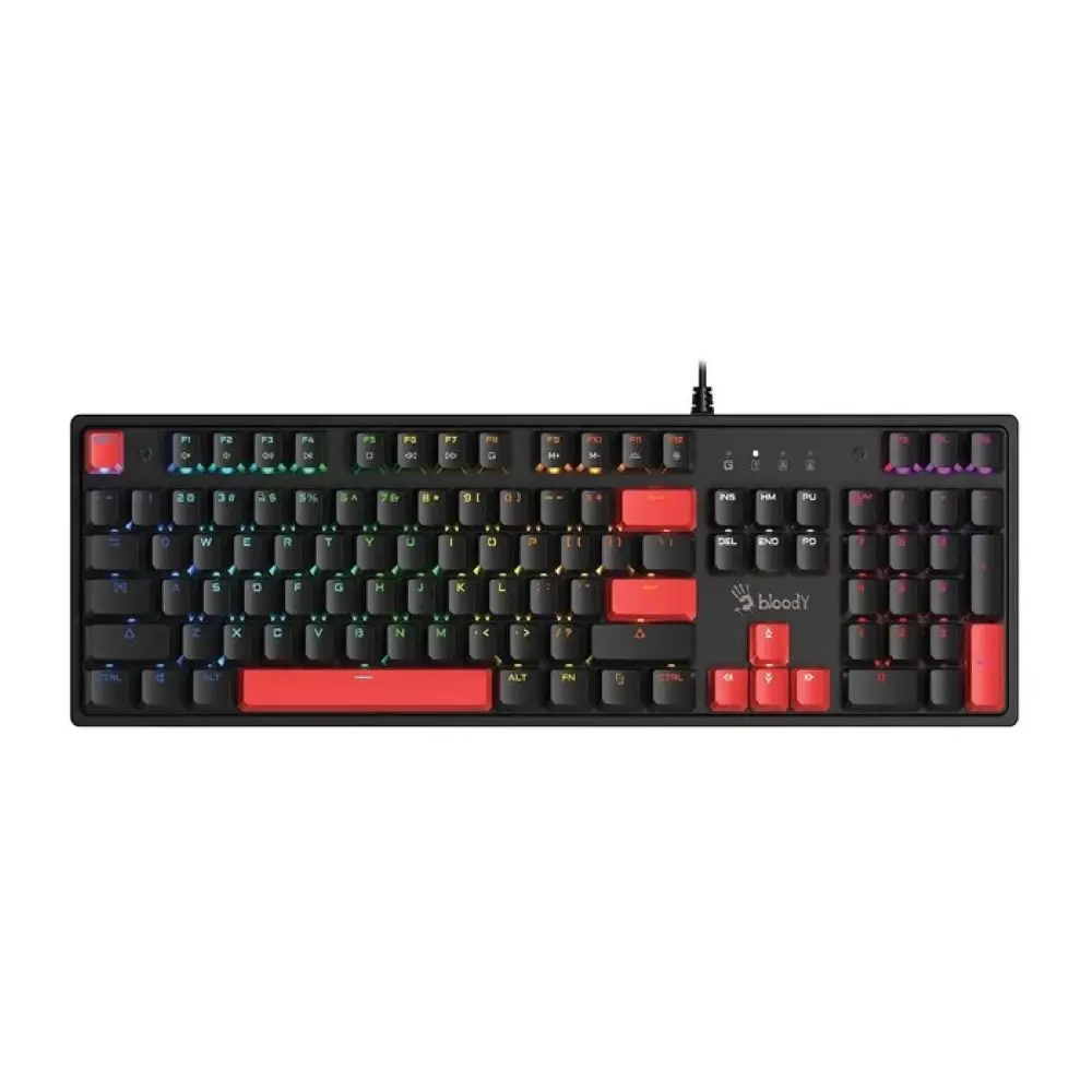 Bloody S520N BLMS Red Hot-Swappable Mechanical Gaming Keyboard - Fire Black, Neon Backlit, US Layout