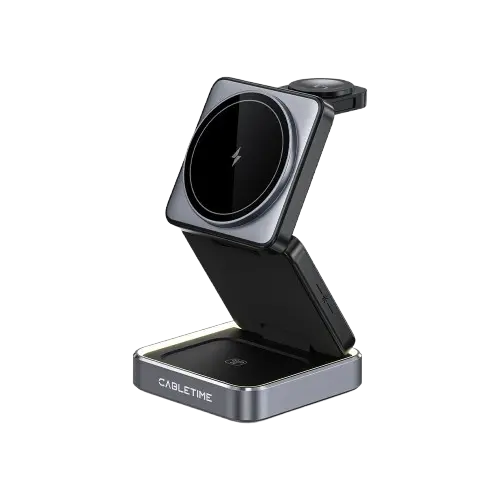 Cabletime CE12B 3-in-1 Wireless Charging Station 15W Phone + Watch + TWS