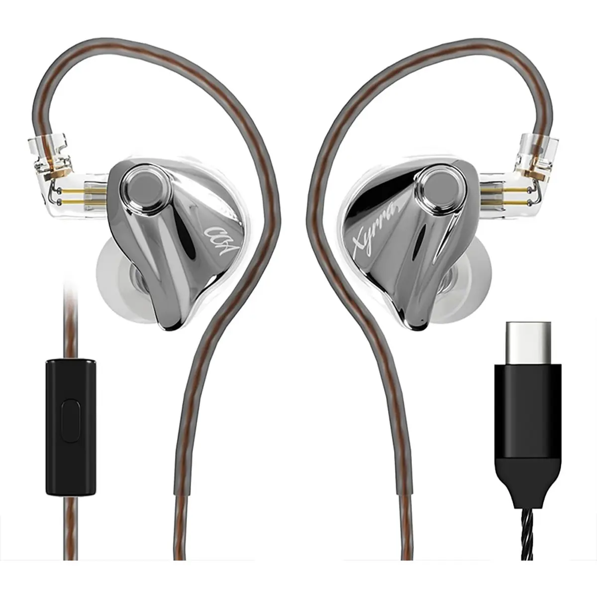 CCA Xyrra Dual Driver in-Ear Monitor Headphones, 1DD+1BD HiFi IEM Earphones, Wired Gaming Earbuds for Gamers Musicians (Type-C, Mic, Mix Color)