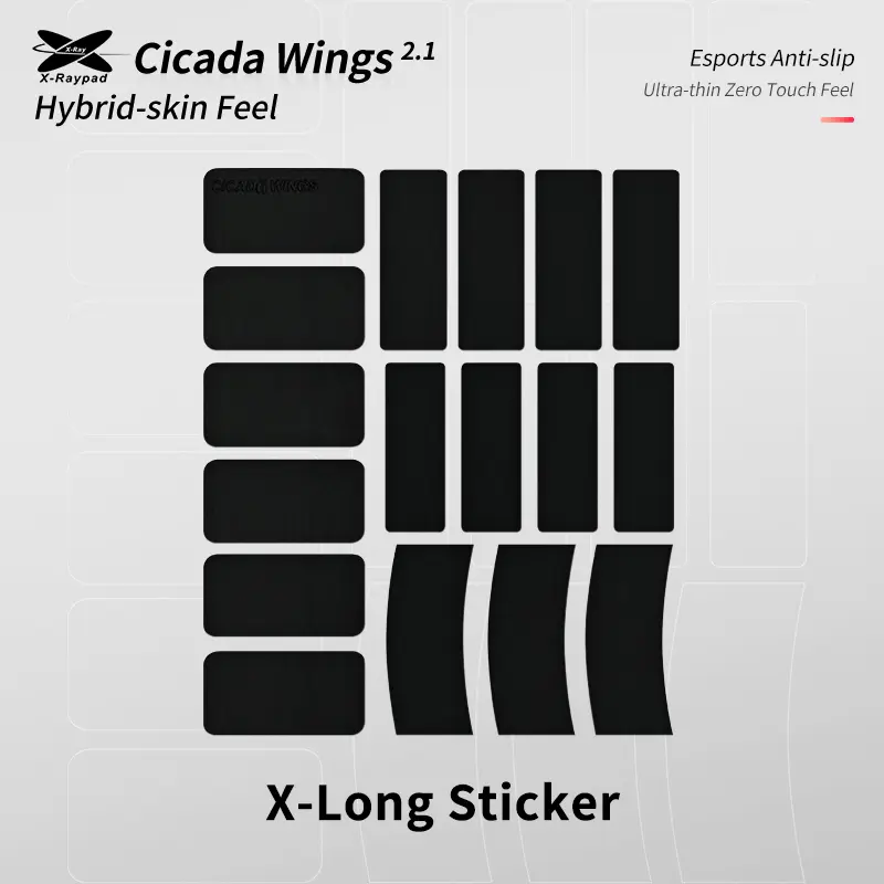 X-Raypad Cicada Wings V2 Universal Pre-Cut Tacky Grip Tape – X-Long Sticker (Black)