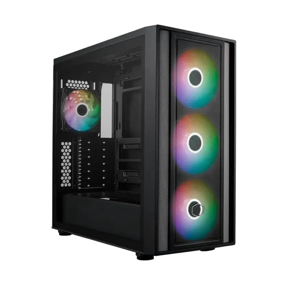 Cooler Master MasterBox 600 Black Mid-Tower E-ATX Airflow Case - Back Connect MB & 420mm Radiator Ready, 3 x 140mm & 1 x 120mm ARGB PWM Fans Pre-Installed, Tempered Glass Side, USB 3.2 Gen 2x2 Type-C