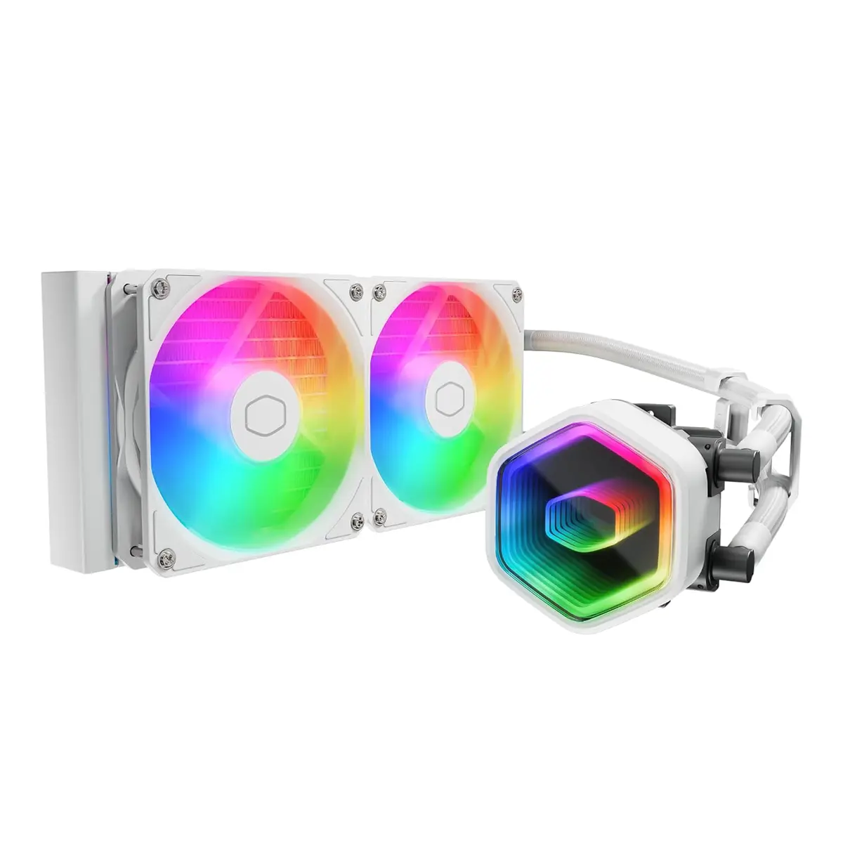 Cooler Master MasterLiquid 240 Core II White CPU Liquid Cooler, Dual Chamber Pump, Customizable aRGB Lighting, Maintenance-Free, Quiet Operation, Easy Install