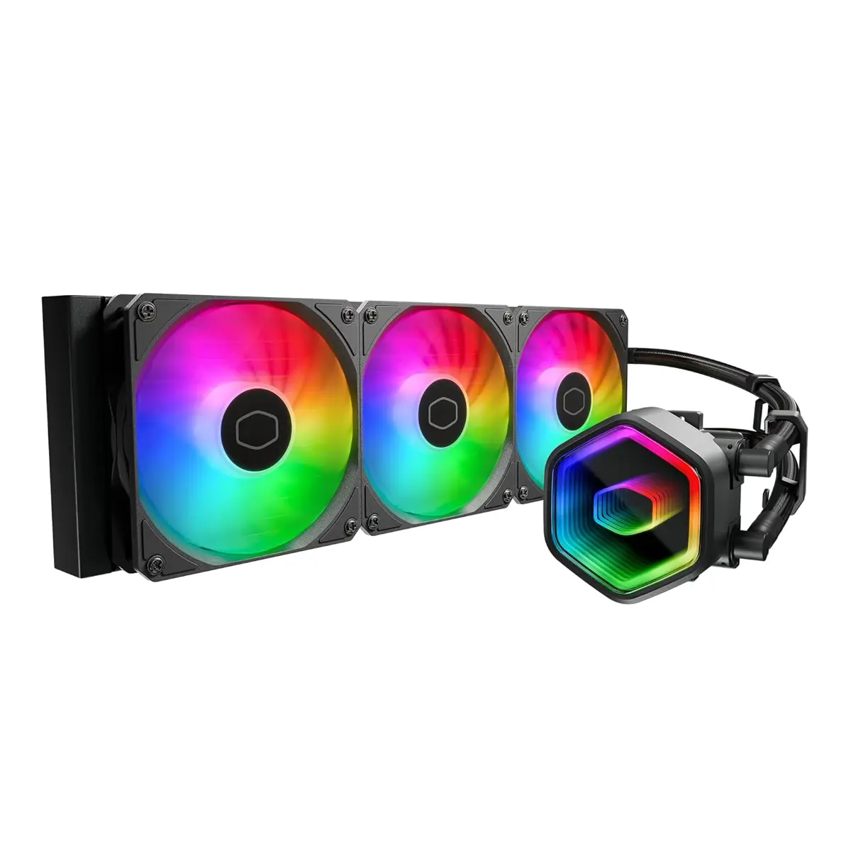 Cooler Master MasterLiquid 360 Core II CPU Liquid Cooler, Dual Chamber Pump, Customizable aRGB Lighting, Maintenance-Free, Quiet Operation, Easy Install, Black