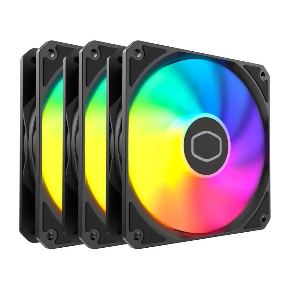 Cooler Master MF120 Lite 120mm PC Case Fan, Liquid Cooler, Air Cooler 3-Pack, 120mm aRGB Lighting, aRGB Splitter, Dynamic PWM 1,750 RPM, Air Balance Blades, Hybrid | PBT Frame