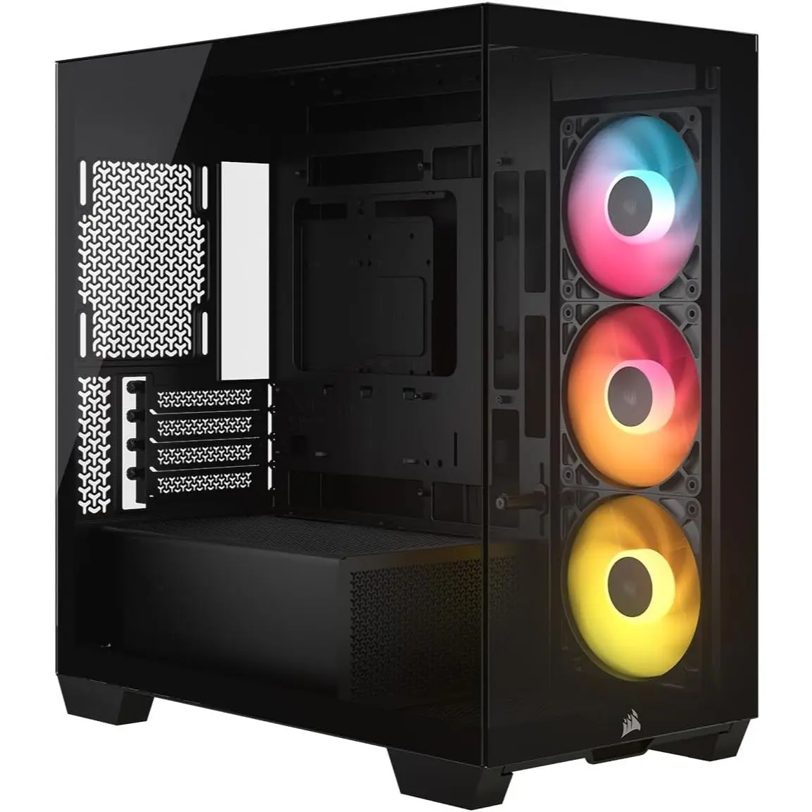 Corsair 2800X RS-R ARGB Panoramic Micro-ATX PC Case – 3x Fans Included, Modular Customisation, GPU Anti-Sag, Reverse Connection Motherboard Compatible – Black