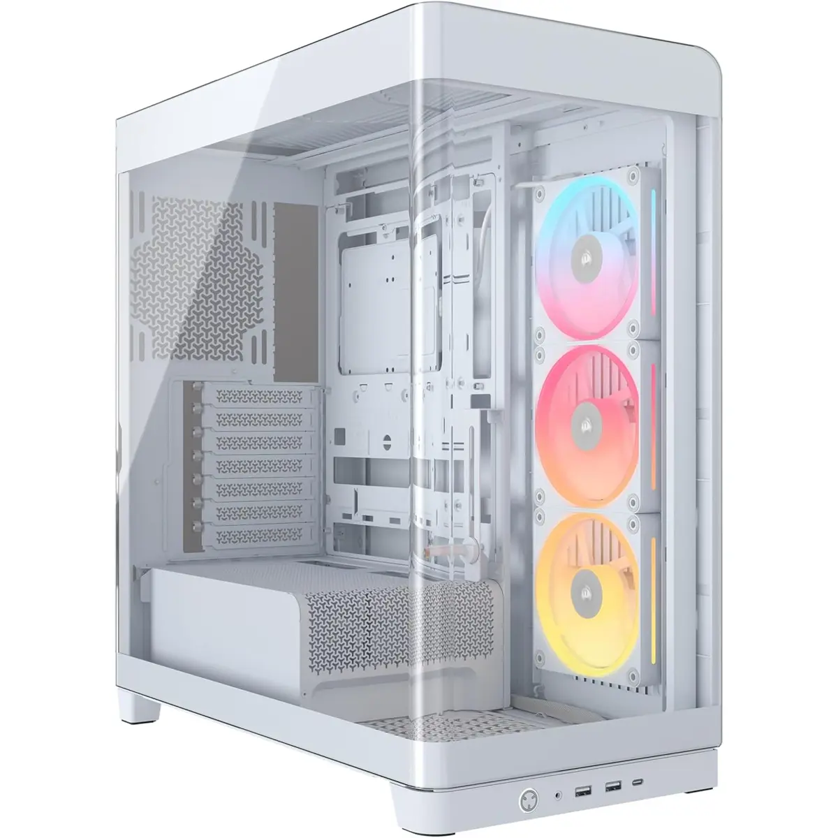 Corsair Frame 4500X LX-R RGB iCUE Link Panoramic Glass Mid-Tower PC Case – InfiniRail Mounting System, Fits Dual 360mm Radiators, GPU Anti-Sag, 3x LX120R RGB LINK Fans Included – White