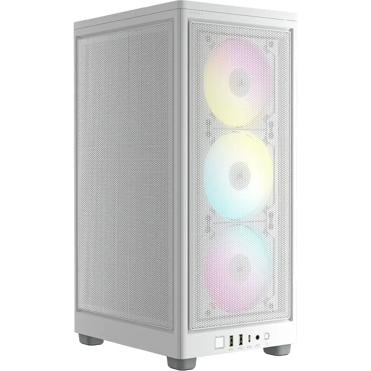 Corsair iCUE 2000D RGB Airflow Mini-ITX PC Case - Mini-ITX Form-Factor, Steel Mesh Panels, Three-Slot GPU Support, 3x AF120 RGB SLIM Fans Included, iCUE Lighting Node CORE Controller - White