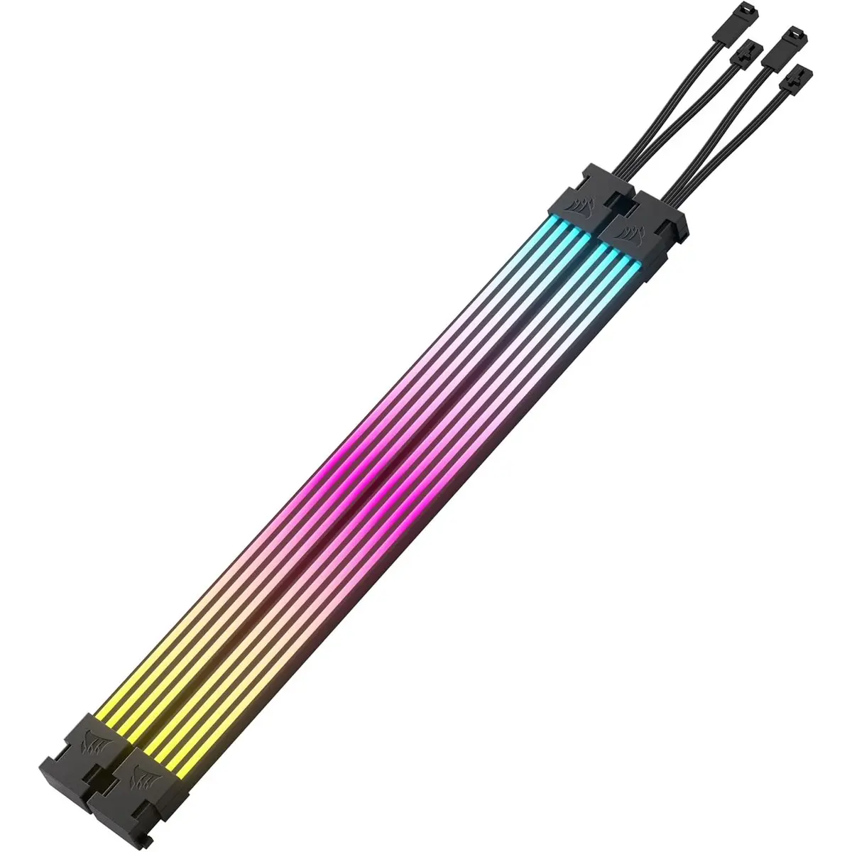 Corsair iCUE ARGB PSU Cable Strips – 2X 200mm LED Strips, 100 RGB LEDs Per Strip, Fits Any PSU Cable, Motherboard 5V ARGB Control – Black