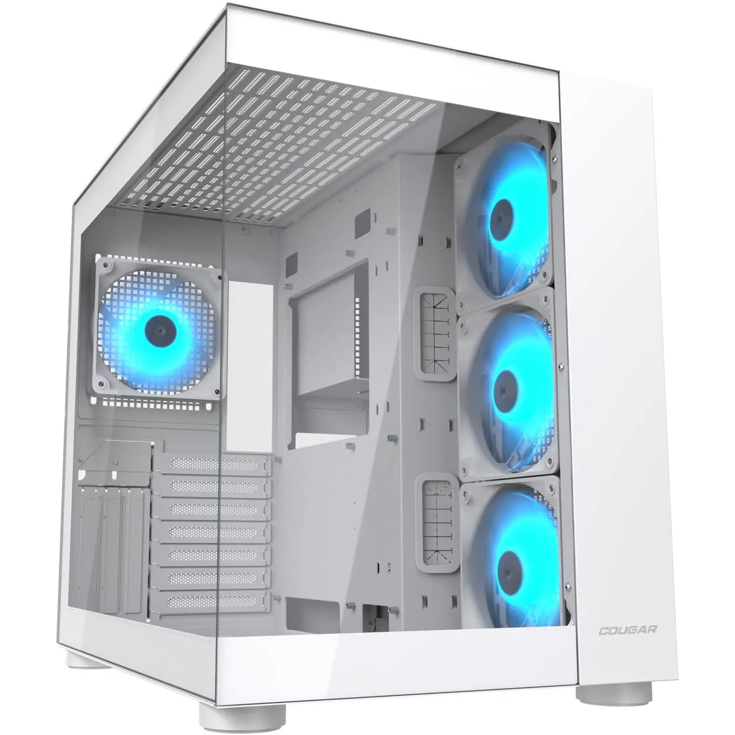 Cougar FV150 RGB Gaming Case Mid Tower, Up to 400mm GPU Supported, Pre-Installed Fans 3x120mm ARGB M/B Side and 1x120mm ARGB Rear, White