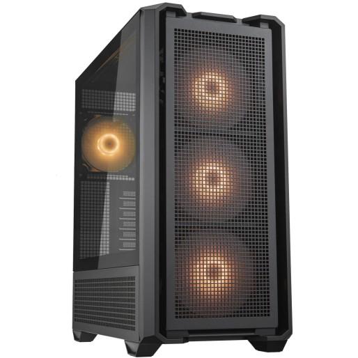 Cougar MX600 RGB Mid Tower Gaming Case, 400mm GPU Supported, Built-In Front 140mm ARGB Fan x3 & Rear 120mm ARGB Fan x1, E-ATX Supported Along with 8 Expansion Slots, Black