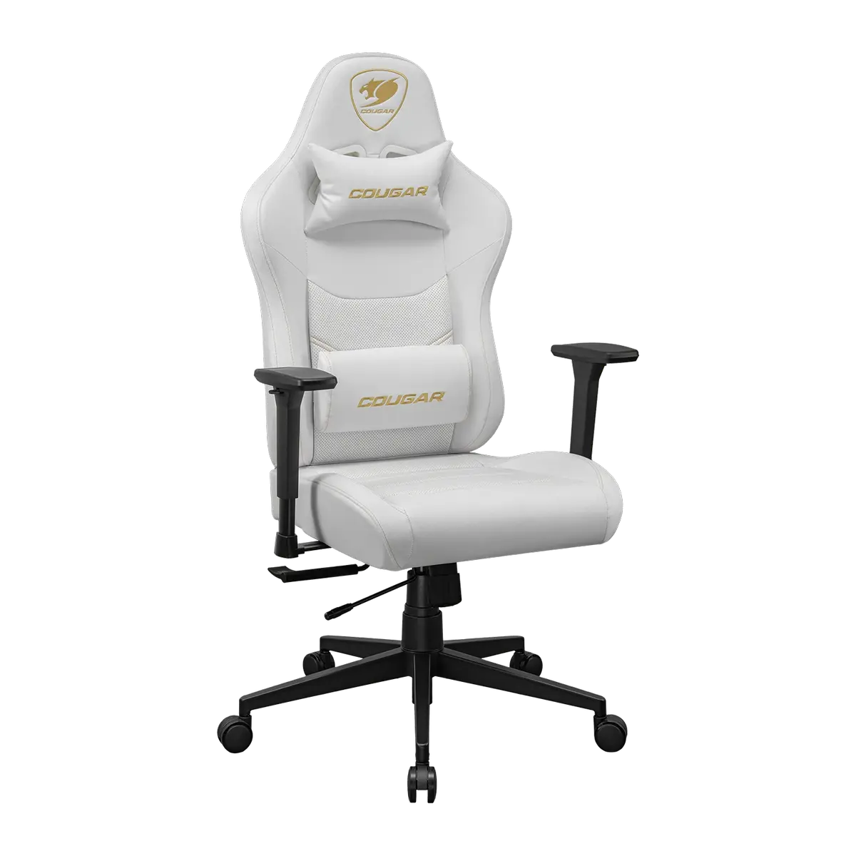 Cougar Pryme Gaming Chair - PVC Leather, 3D Armrest, Lumbar and Head Pillow (White)