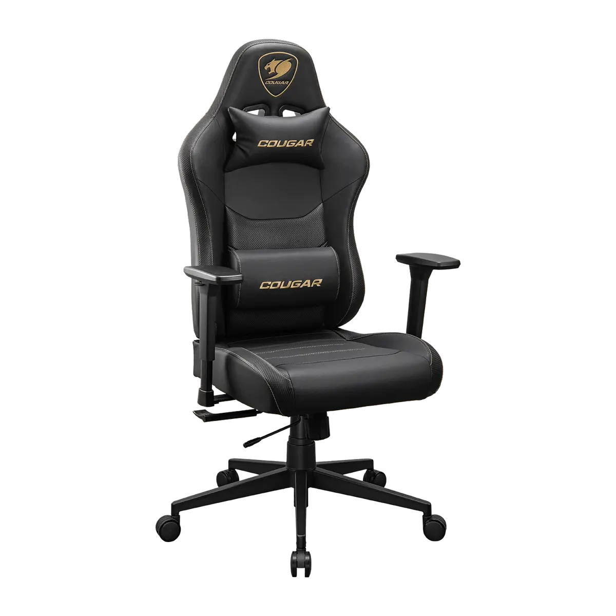 Cougar Pryme Gaming Chair - PVC Leather, 3D Armrest, Lumbar and Head Pillow (Gold)