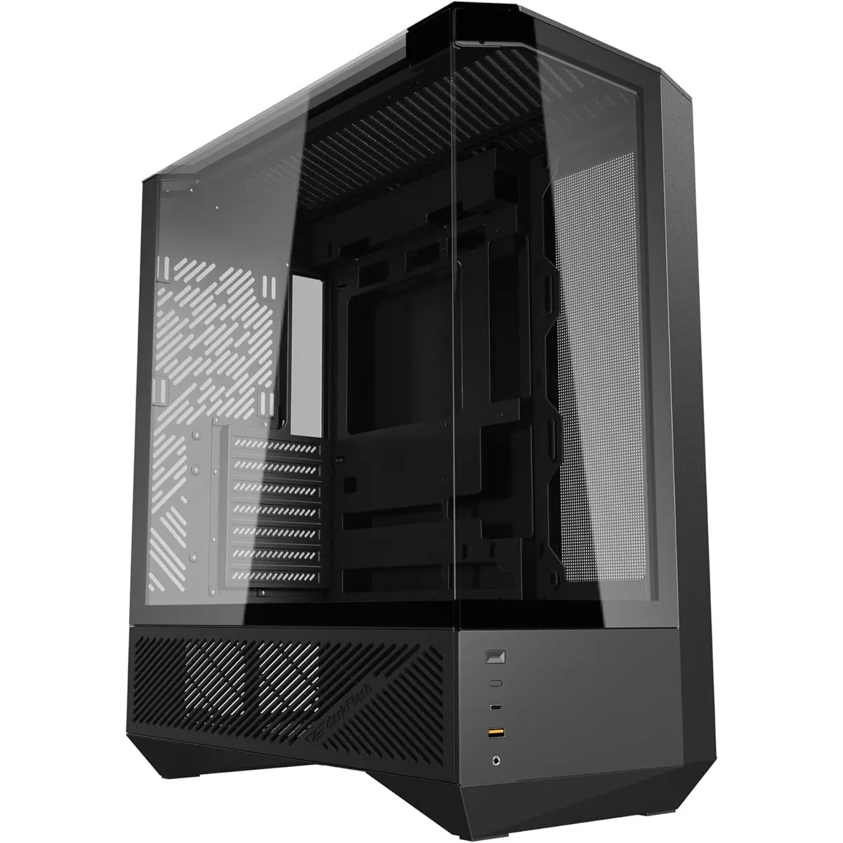 DarkFlash DY460 ATX Full-Tower PC Gaming Case, High Airflow, 330° Full-View Tempered Glass Panels, Separate PSU Chamber, Supports RTX 5090 up to 400mm, 360mm Radiator Support, USB-C, Black