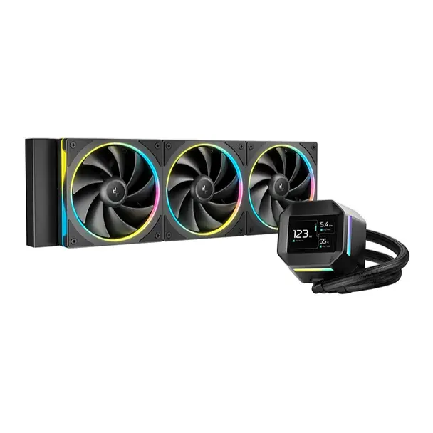 DeepCool LM360 Liquid CPU Cooler, 360mm Radiator, 3x 120mm Pre-Installed ARGB Fan, 2400 RPM Fan Speed, 66.23 CFM Fan Airflow, Hydro Bearing Type, Anti-Leak Technology, Black