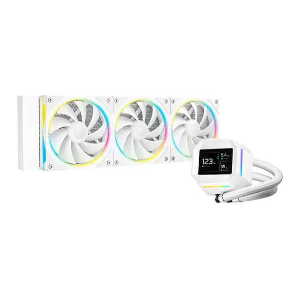 DeepCool LM360 WH Liquid CPU Cooler, 360mm Radiator, 3x 120mm Pre-Installed ARGB Fan, 2400 RPM Fan Speed, 66.23 CFM Fan Airflow, Hydro Bearing Type, Anti-Leak Technology, White