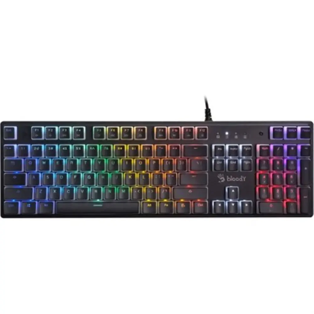 Bloody S520N BLMS Red Hot-Swappable Mechanical Gaming Keyboard - Pudding Black, Neon Backlit, US Layout