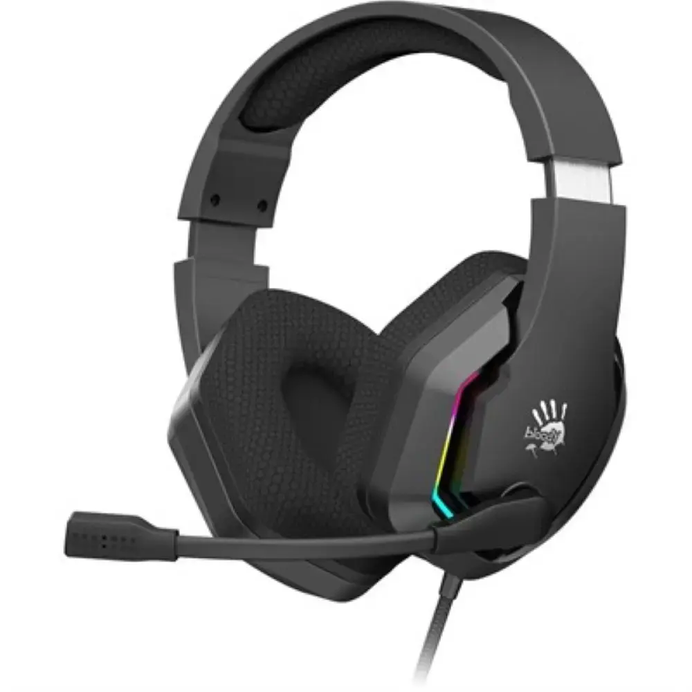 Bloody G260p Neon Gaming Headphone - 4-Pin 3.5mm Black with PC Extension Adapter and USB Lighting