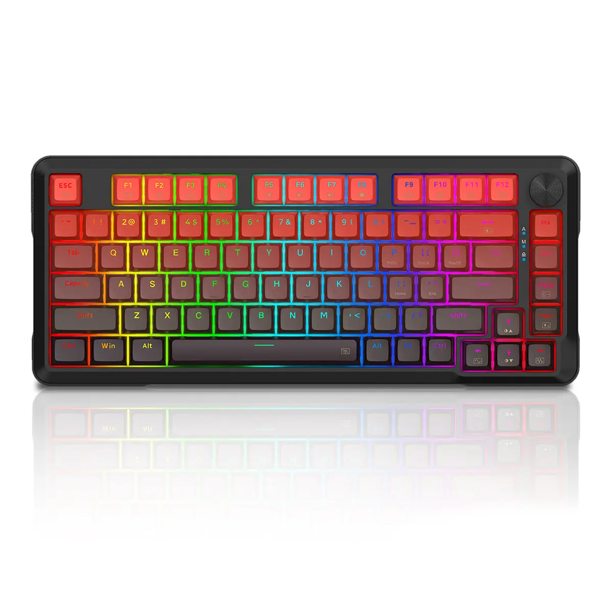E-Yooso HZ82 Rapid Trigger Gaming Keyboard, Hall Effect Magnetic Switch, Adjustable Actuation, 8k Hz Polling Rate, Volume Knob, RGB Backlit, PBT Keycaps, 75% Compact Wired for PC Gamer, Gradient Red