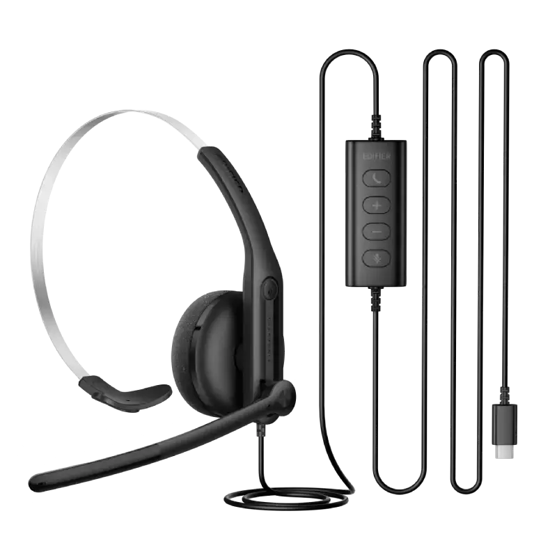Edifier CC100 – USB Wired Headset with Noise Cancelling Mic, Adjustable Design, In-Line Controls, Lightweight for PC/Laptop/Office
