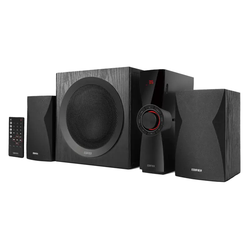Edifier CX7 Active 2.1 Home Entertainment System with Bluetooth V5.0, 21 cm (8 Inch) Subwoofer and Infrared Remote Control: Perfect for TV, PC, Notebook etc. - Black