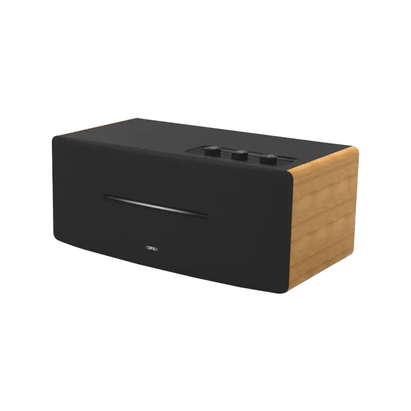 Edifier D12 Integrated Desktop Computer Speakers with Bluetooth 5.0, Wireless Stereo Tabletop Speaker 70 Watts RMS with Subwoofer Line Out, RCA, Aux Input for PC Monitor Laptop - Wooden Enclosure (Yellow)