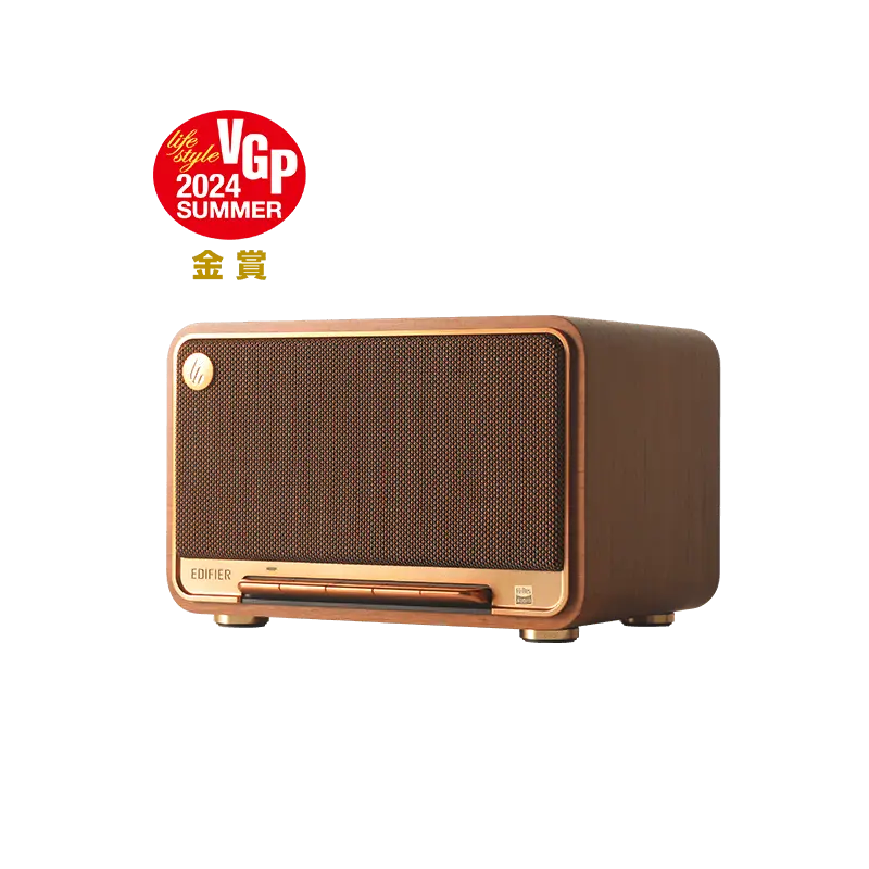 Edifier D32 Tabletop Wireless Speaker, Hi-Res Audio, LDAC, ALAC, 60W (RMS), 2.1 Acoustic Architecture, 11h Playtime, APP Control, Bluetooth 5.3, AirPlay2, USB-C and AUX Inputs, Brown