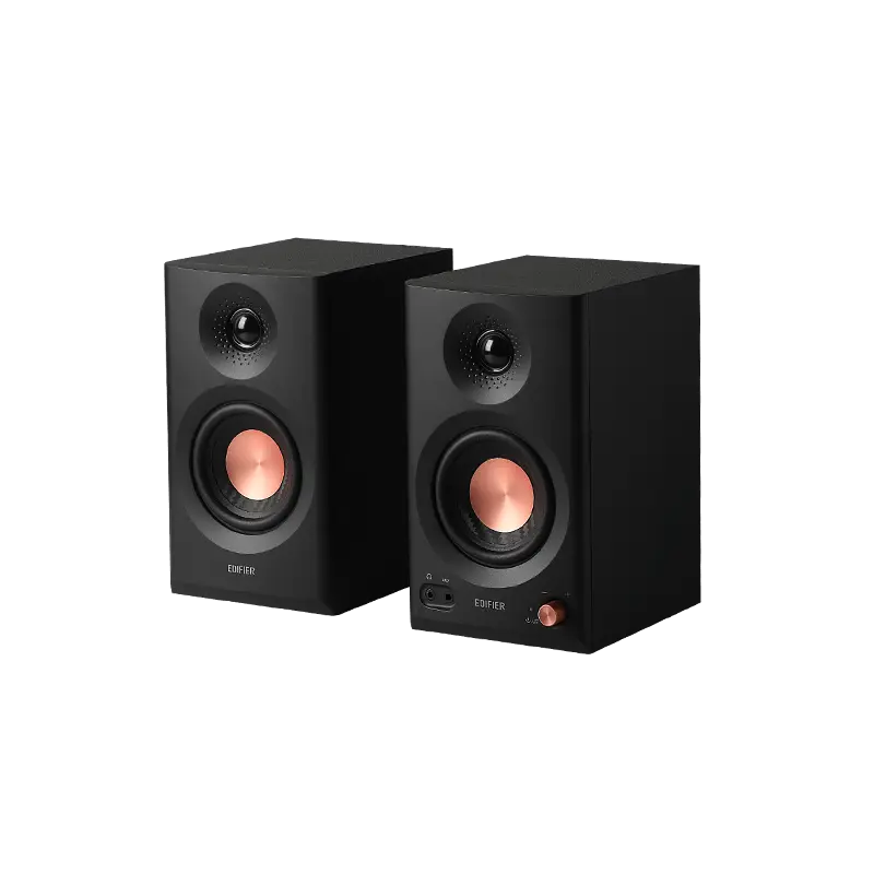 Edifier MR3 Powered Studio Monitor Speakers, Hi-Res Audio Certified Bluetooth V5.4 Active Bookshelf Loudspeakers, 2.0 Computer Speaker with Headphone Output RCA AUX Balanced TRS Input - Black (Pair)