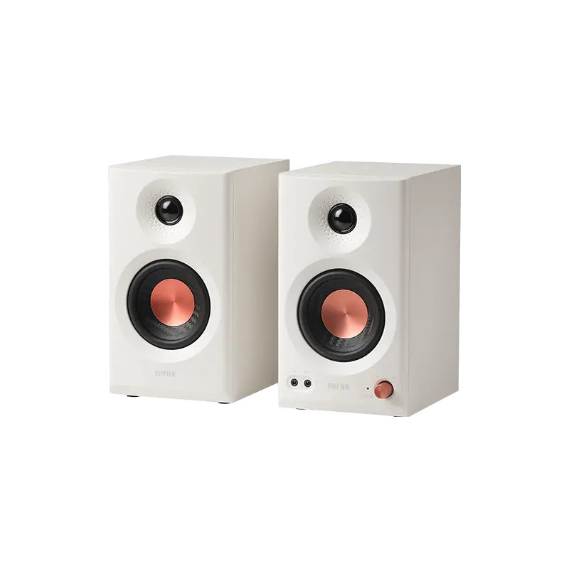 Edifier MR3 Powered Studio Monitor Speakers, Hi-Res Audio Certified Bluetooth V5.4 Active Bookshelf Loudspeakers, 2.0 Computer Speaker with Headphone Output RCA AUX Balanced TRS Input - White (Pair)
