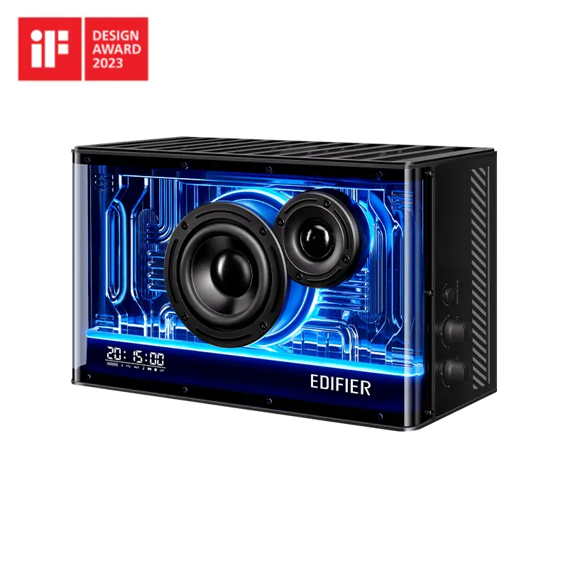 Edifier QD35 Tabletop Bluetooth Speakers, Hi-Res Audio & Hi-Resolution Sound Wireless Certified Computer Loudspeaker, 35W GaN Ultra-Fast Charging, Splendid Light Effects Home Speaker for Phone, Black