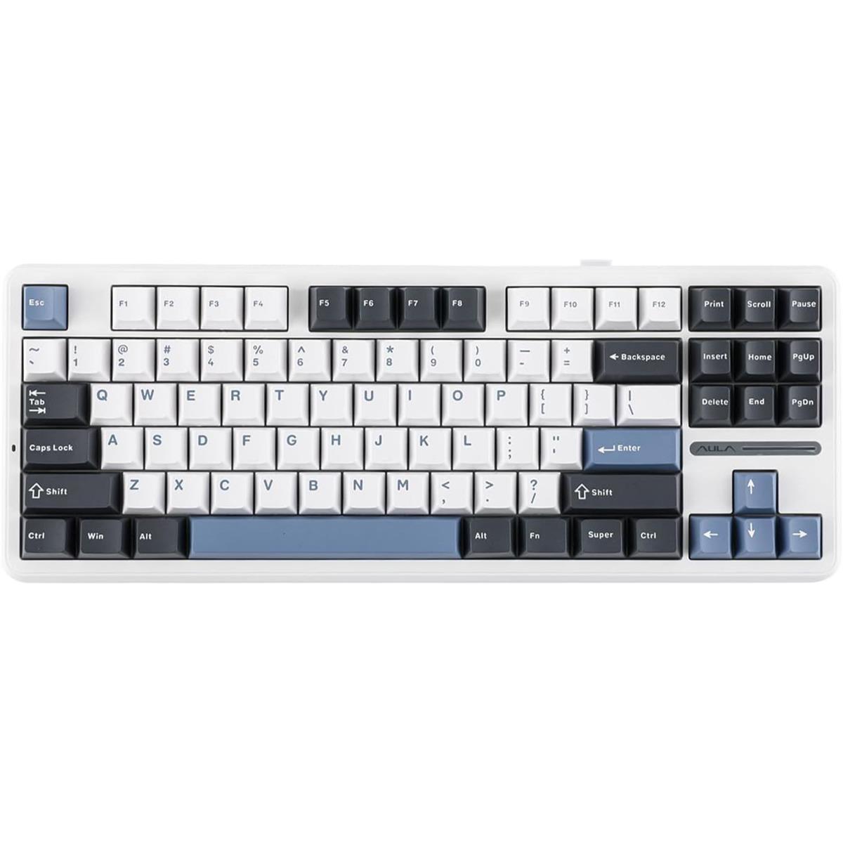 Aula F87 Pro Wireless Gasket Mechanical Keyboard, 87 Keys Compact TKL 3 Modes (Bluetooth/2.4GHz Wireless/Type-C) Gaming Keyboard, Hot Swappable, Full RGB (Smoke Blue)