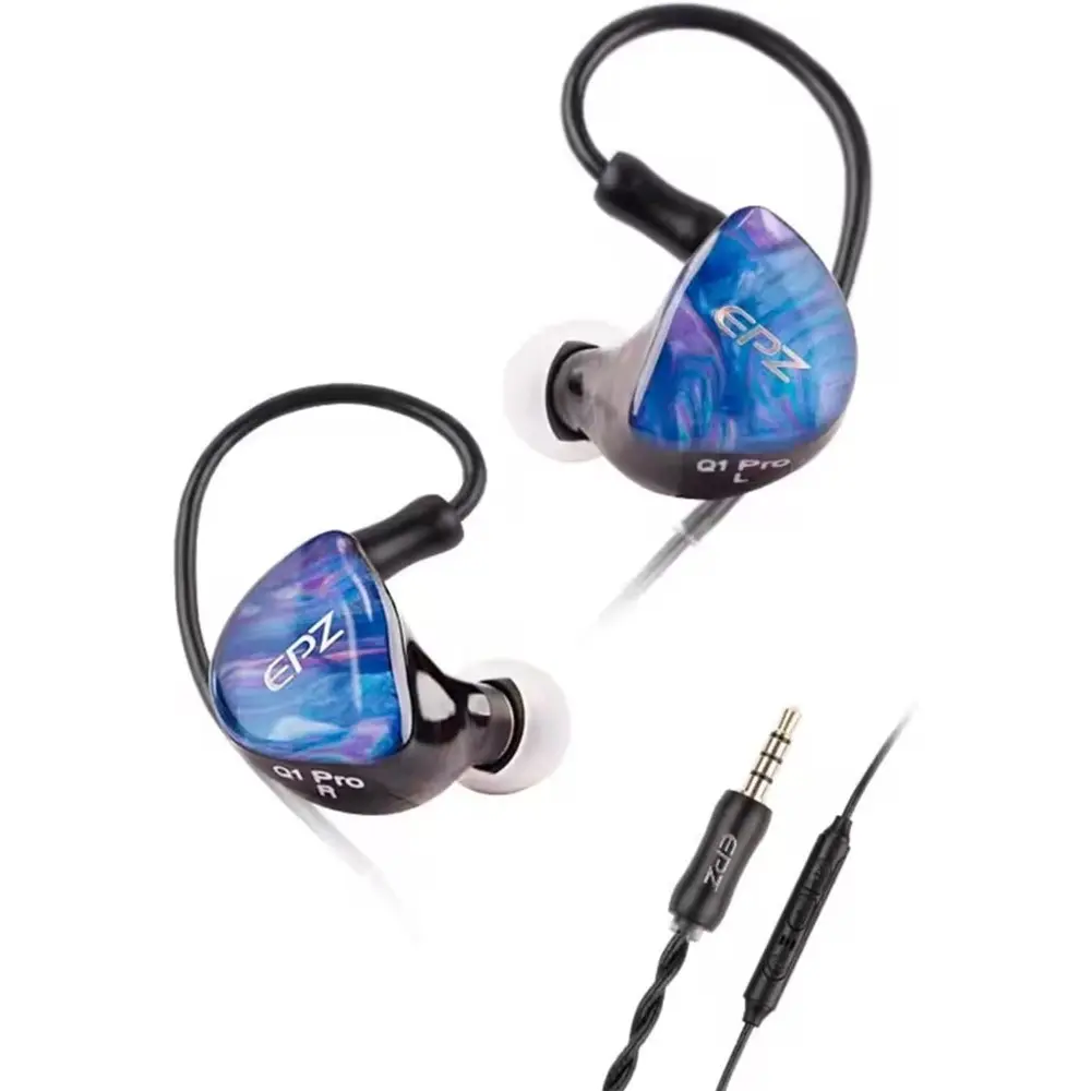 EPZ Q1 PRO Earphones HiFi Bass Earbuds IEM In-Ear Monitors Gaming Headphones 3.5mm Port with Microphone Detachable Cable for Musician Gamer