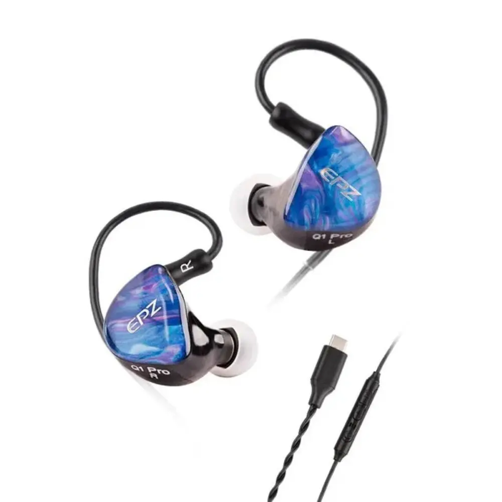 EPZ Q1 PRO Earphones HiFi Bass Earbuds IEM In-Ear Monitors Gaming Headphones Type-C Port with Microphone Detachable Cable for Musician Gamer