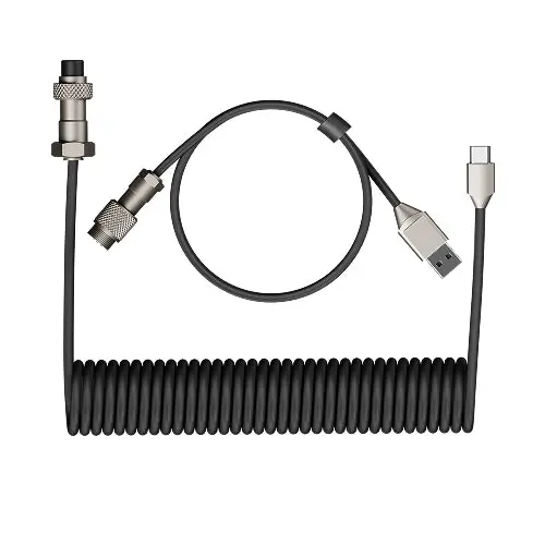 Eweadn Custom 8K Coiled Cable with Metal Connector - Black