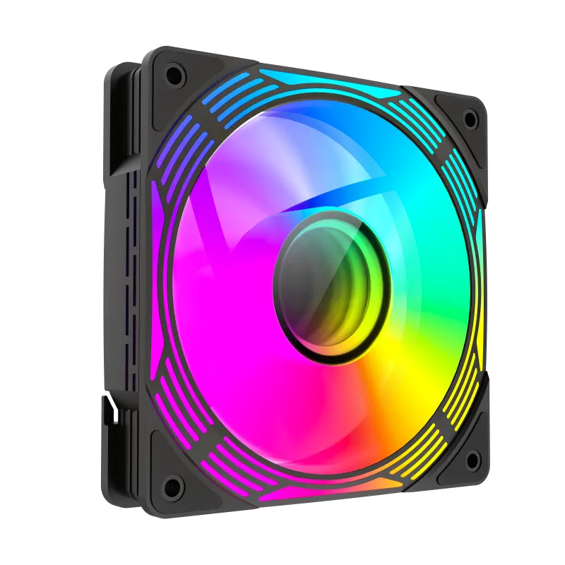 GameMax FN12A-C8I-R 120mm Reversible Fan Blades PC Case Fans Black with Infinity Mirror Center ARGB 5V 3pin Aura Sync 800-1600 RPM 4pin PWM - Suitable For PSU Shroud & Bottom Of The Chassis